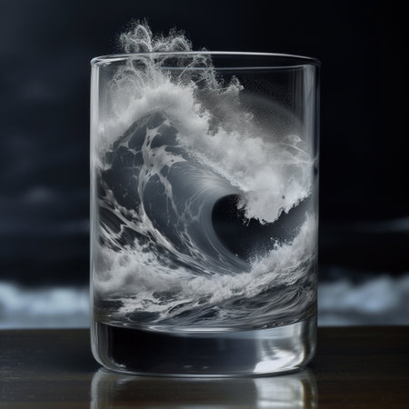 wave in a glass of waterの素材