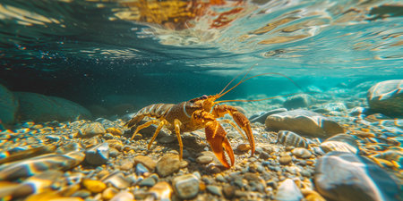 Crayfish in the waterの素材