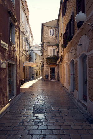 Street in historic center of Zadar old town, Croatiaの写真素材
