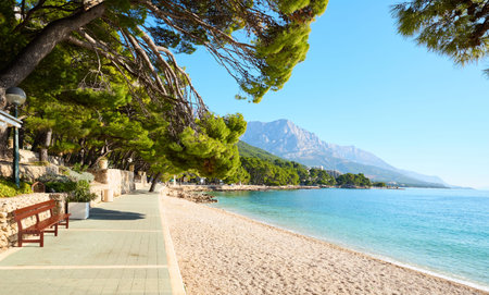Beach by the Adriatic Sea in Brela town, Croatia