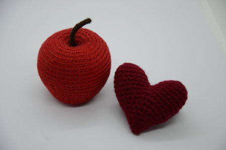Valentine's Day. Big heart and apple on a bright background.の写真素材