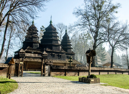 Lviv. Ukraine. November, 2020. Museum of Folk Architecture and Rural Life in Lviv.Ukrainian...