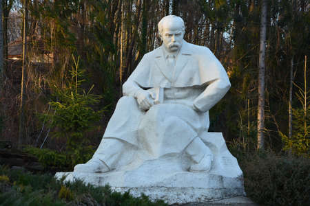 Lviv, Ukraine - November 2019: Monument to Taras Shevchenko in Museum of Folk Architecture and Rural Life in Lviv (Shevchenkivsky Gai)のeditorial素材