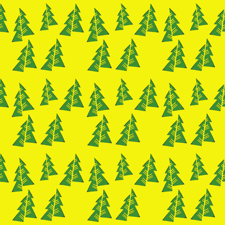 Christmas trees Seamless pattern. Winter happy New Year wrapping paper background. fir tree vintage...