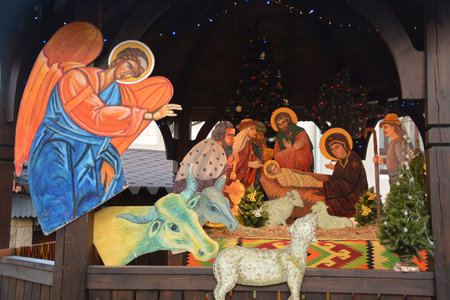 January 2021. Lviv. Ukraine.Traditional Christmas decoration. The scene of the birth of Jesus...