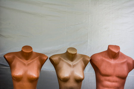 Plastic dummy figures to show off clothes.Plastic figures of industrial-made mannequins to show off clothes.の写真素材