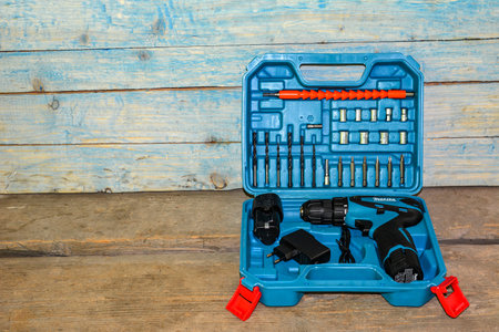 Lviv. Ukraine. July 2022.Makita screwdriver work tool . Makita Corporation founded on March 21, 1915, it is based in Japanのeditorial素材