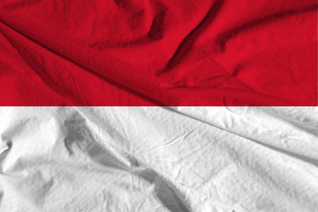 Silk Indonesia Flag. waving colorful flag of indonesia.の写真素材