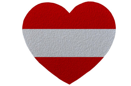 Austria flag simple illustration for independence day or election .Flag of Austria in the shape of a heart.Close-up of red and white Austrian flag .Fabric texture of the flag of Austria.の写真素材