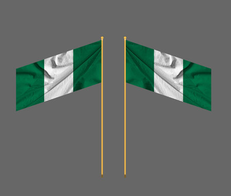 Fabric Flag of Nigeria.drapeau glassy nigeria flag.waving colorful flag of nigeria.の写真素材