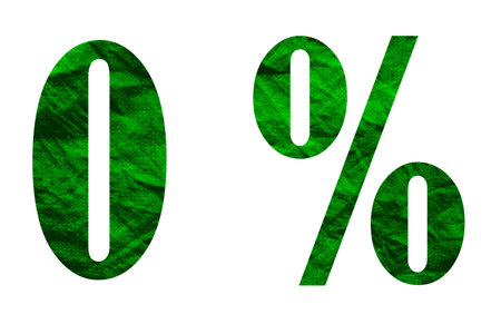The number 0 and the percentage sign made on the background of the old texture are isolated on a uniform background.の写真素材