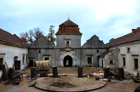 Svirzh Castle.Lviv region.Ukraine.September 2019.Some moments during the filming of the adventure film Dovbush by Ukrainian director Oles Sanin.のeditorial素材