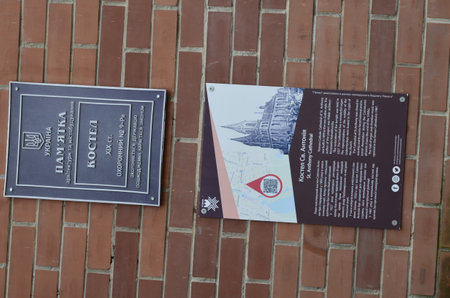 Rivne.Ukraine. July 16, 2023.The city organ hall in the former Catholic church. Fragments of the modern decoration of the historic building.のeditorial素材