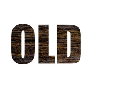 One word text old on a white background.Font samples are taken when writing the word OLD
