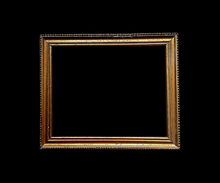 Picture frame isolated interior vintage art gold baguette.Frame for the mirror, old bronze.の写真素材