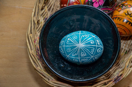Festive Easter background featuring an Easter egg adorned with glaze. Ideal for an Easter greeting...