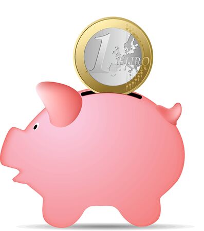 Concept of money, investment, banking or business services. Vector illustration. Piggy bank with coin, isolated flat style. の写真素材