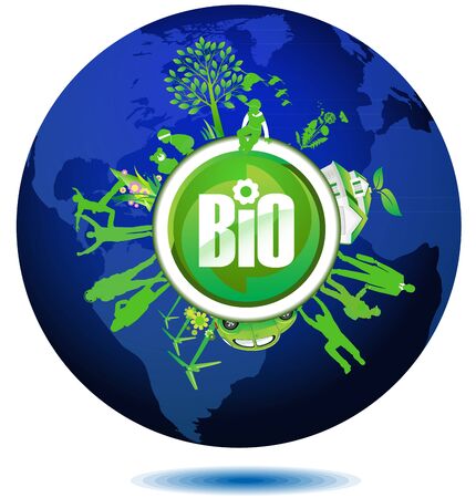 Green Earth Eco Globe Wind Turbine Solar Energy Panel.の写真素材