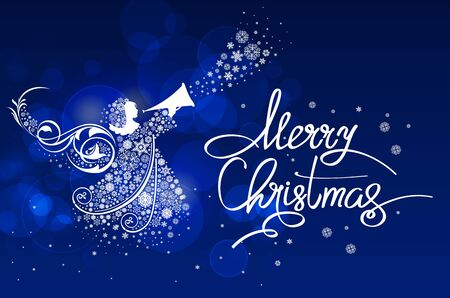 Christmas angel and trumpet. Vector illustration. Vector illustration scale to any size. All elements and textures are individual objects.の写真素材