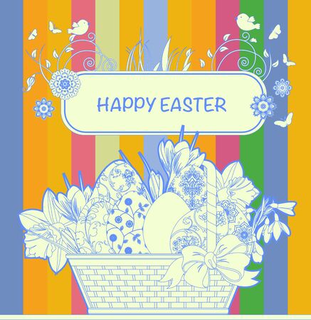 Easter design elements for greeting cards or stickers. Vector illustration.の写真素材