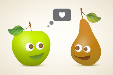 Vector illustration of simple and funny apple and pear characters. Created using gradient meshesのイラスト素材