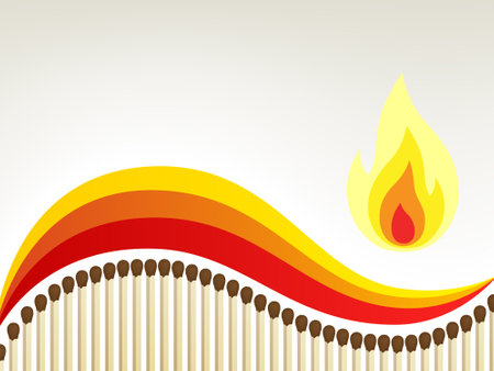 Background with matches and fire. Vector illustrationのイラスト素材