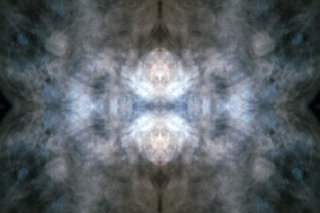 Abstract thick colored smoke on a black background with a monster face. The concept of a light laser...