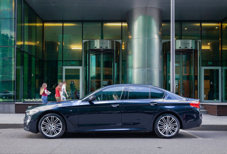 Russia Moscow 2019-06-17 Modern prestige business car classe car BMW 535i sedan