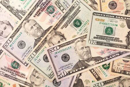 American dollars bills background, concept global financial crisisの写真素材