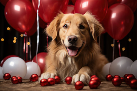 dog and cat of a kitten in a Christmas santa hat, close-up. Generative AIの素材