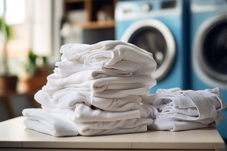 Row of washing machine of laundry business in the public store. Generative AIの素材