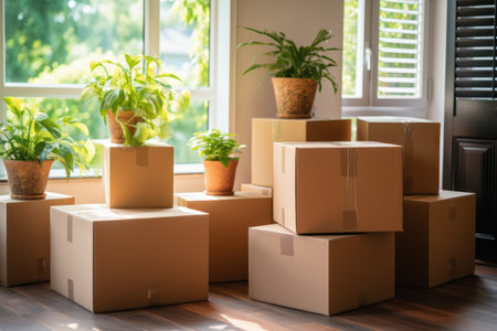 Empty boxes being transferred to a new house - Generative AIの素材
