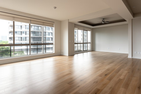 Empty room interior light and soft skylight from window. Background with copy-space. Generative AIの素材