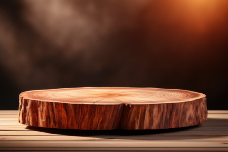 wood podium display for food, perfume, jewellery and cosmetic products on monochrome background. Generative AIの素材