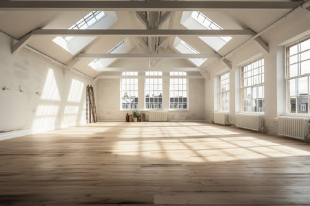 Empty room interior with concrete walls, backgroud with copy-space. Generative AIの素材