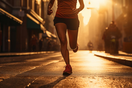 running on city street. Urban workout. Generative AIの素材