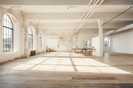 Empty room interior with concrete walls, backgroud with copy-space. Generative AIの素材