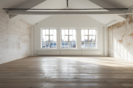 Empty room interior with concrete walls, backgroud with copy-space. Generative AIの素材