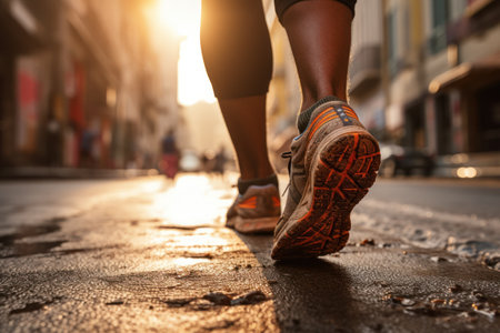 running on city street. Urban workout. Generative AIの素材