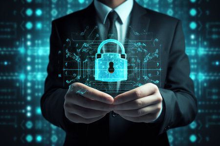 cybersecurity and privacy concept of data protection, secure encryption technology. Generative Aiの素材