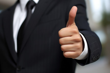 A man in a suit giving a thumbs up, created with Generative Aiの素材