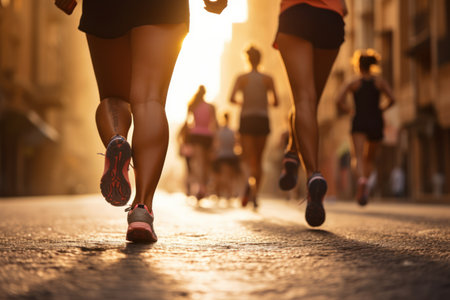 people running in the city . Generative AIの素材