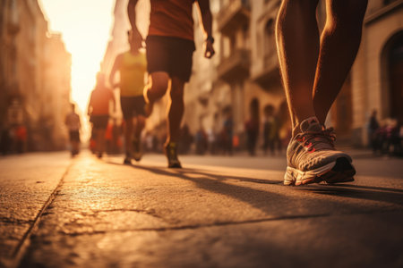 people running in the city . Generative AIの素材