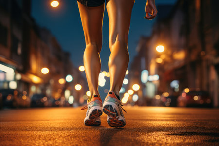 people running in the city . Generative AIの素材