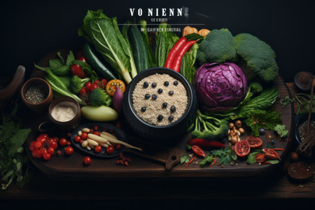 Vegetarian or vegan meals showcasing a balance food and vegetables. Generative AI.の素材