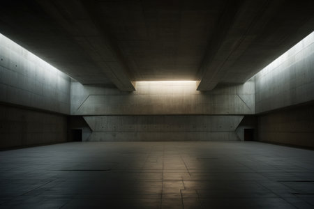 An empty room with concrete walls and floor. Generative AI..の素材