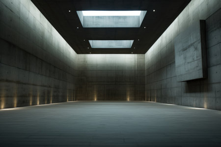 An empty room with concrete walls and floor. Generative AI..の素材