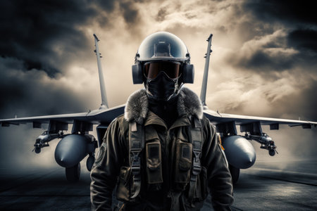 fighter plane pilot and fighter, military plane pilot, generative AI..の素材