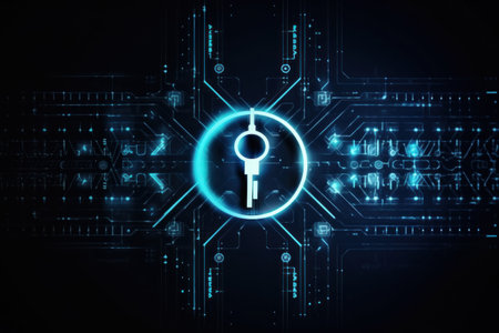 Cybersecurity and data privacy protection concept, lock, generative ai.の素材