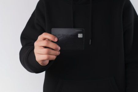 hacking man hack information data on the credit card. AI generated..の素材
